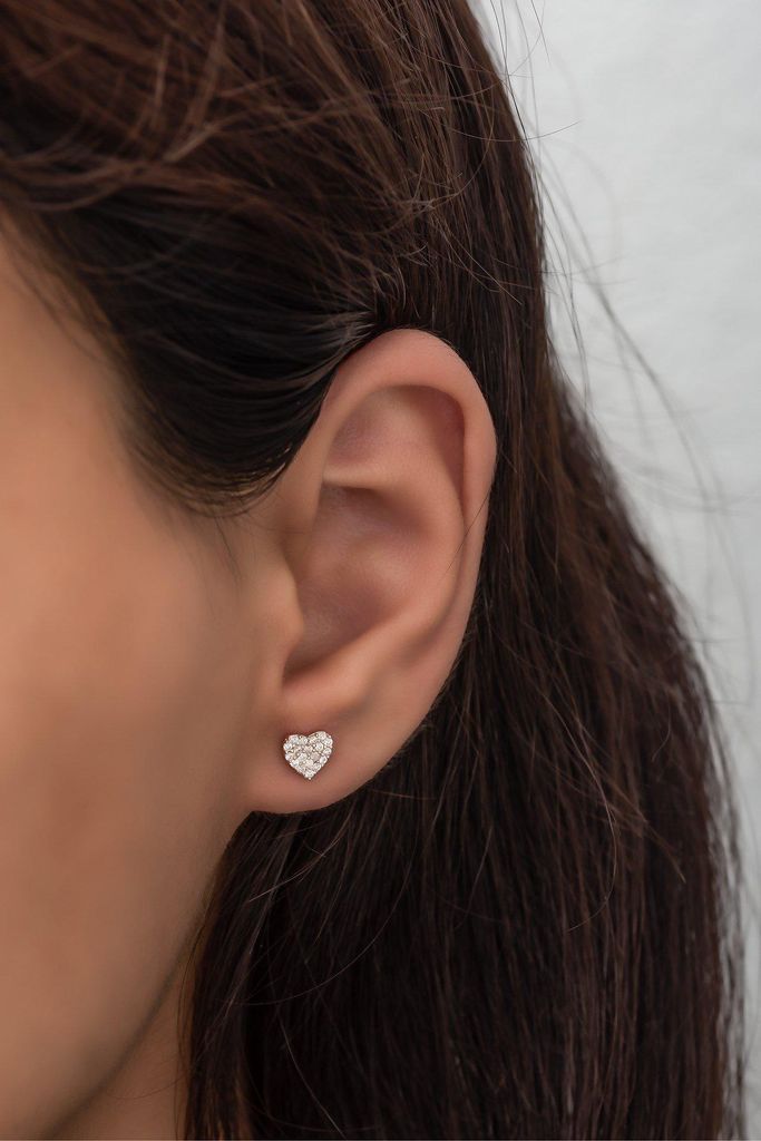 925 Silber Herz Ohrringe Zirkonia Rosegold Vergoldet Damen