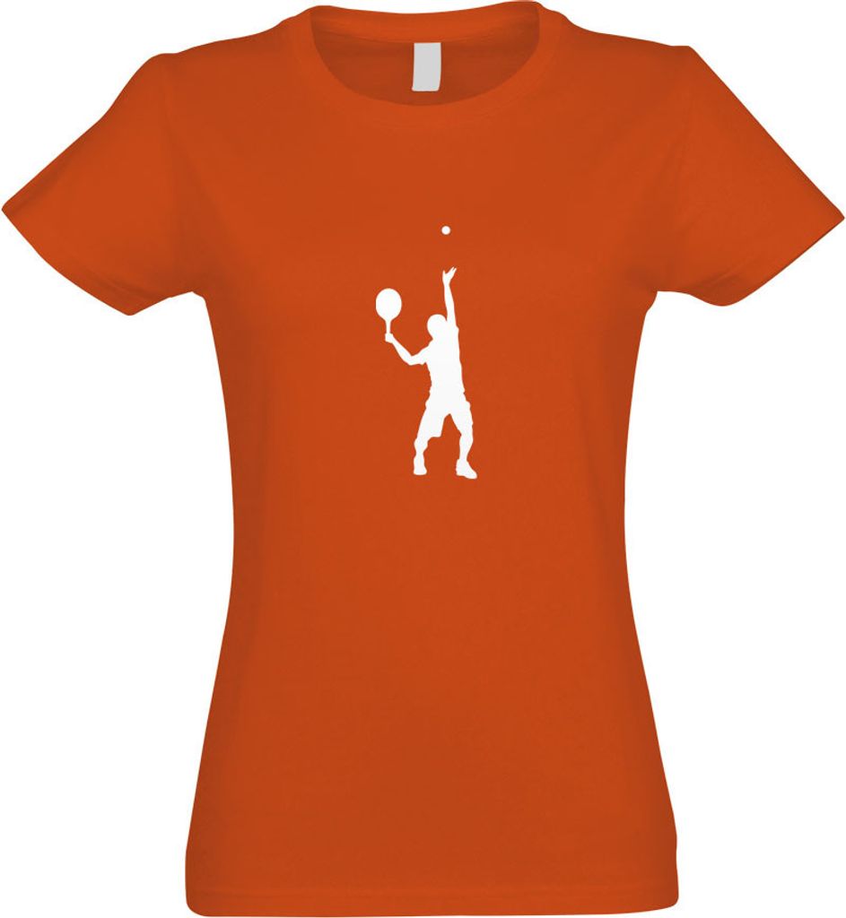 Kiwistar - T-Shirt tailliert - Damen - orange - Tennisspieler Figur - mit Motiv Bedruckt - Funshirt Design - Sport - Freizeit - Damen - L