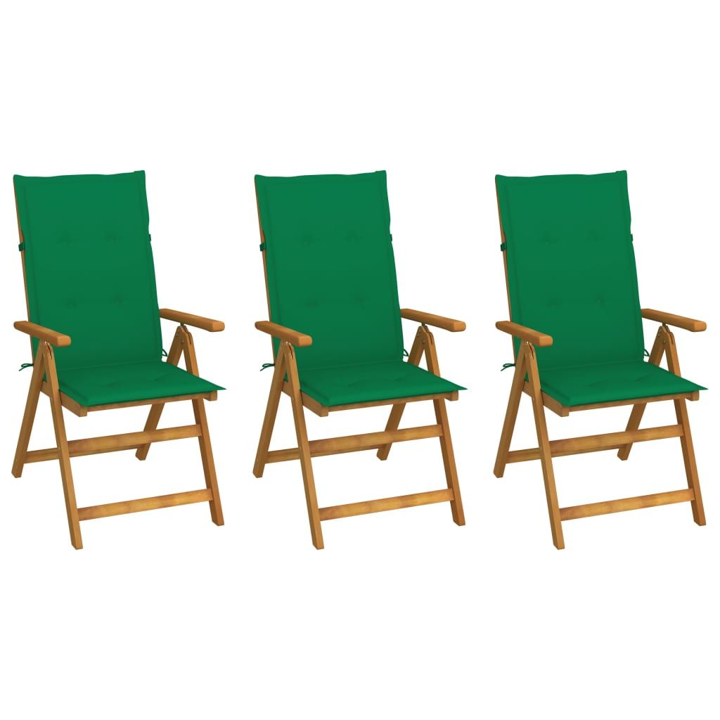 The Living Store Klappbare Gartenstühle 3 Stk. mit Auflagen Massivholz Akazie