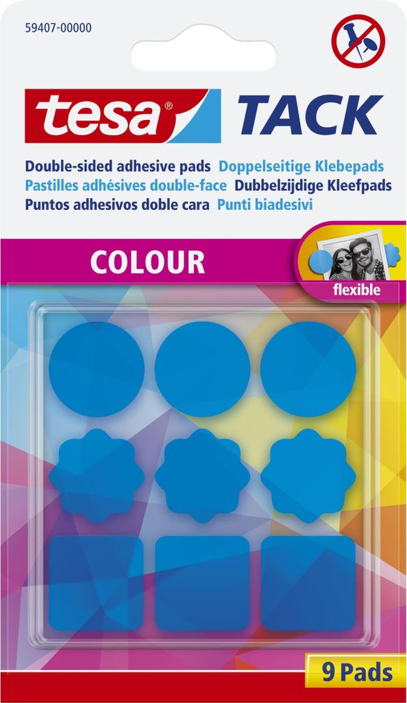 tesa TACK Klebepads blau transparent beidseitig klebend