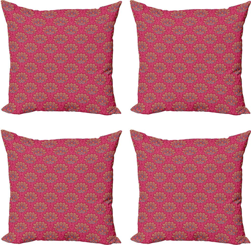 ABAKUHAUS Lotus Kissenbezug Set (4 Stück), Süd Paisleys, Moderner Doppelseitiger Digitaldruck, 60 cm x 60 cm, Mehrfarbig