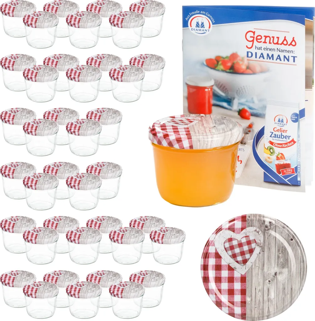 Stock 40 Pezzi Vasetti Vetro 230ml TO 82 Tappo Cuore + Ricettario