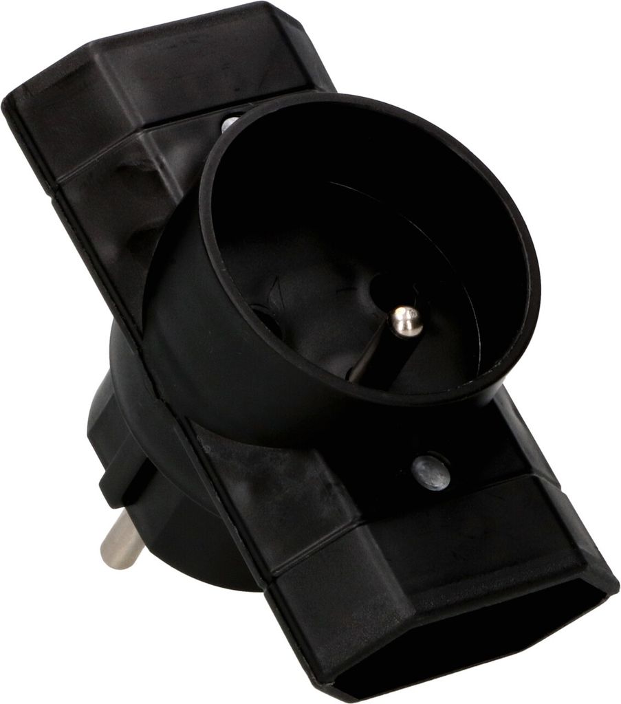 KOTARBAU Mehrfachsteckdose Schwarz Dreifachstecker mit Erdung Zwei flache eine runde Steckdose