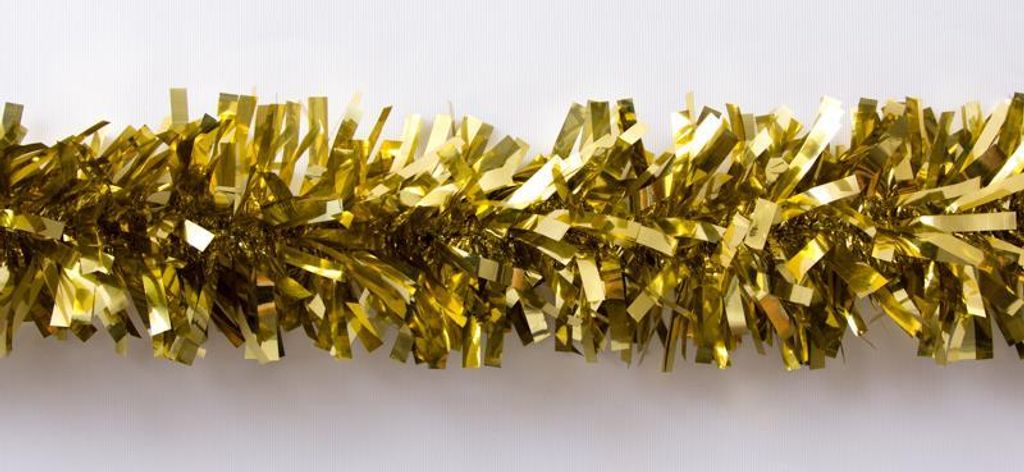 Goldene Fransengirlande aus Folie, buschig, glitzernd, 10 Produktbild 