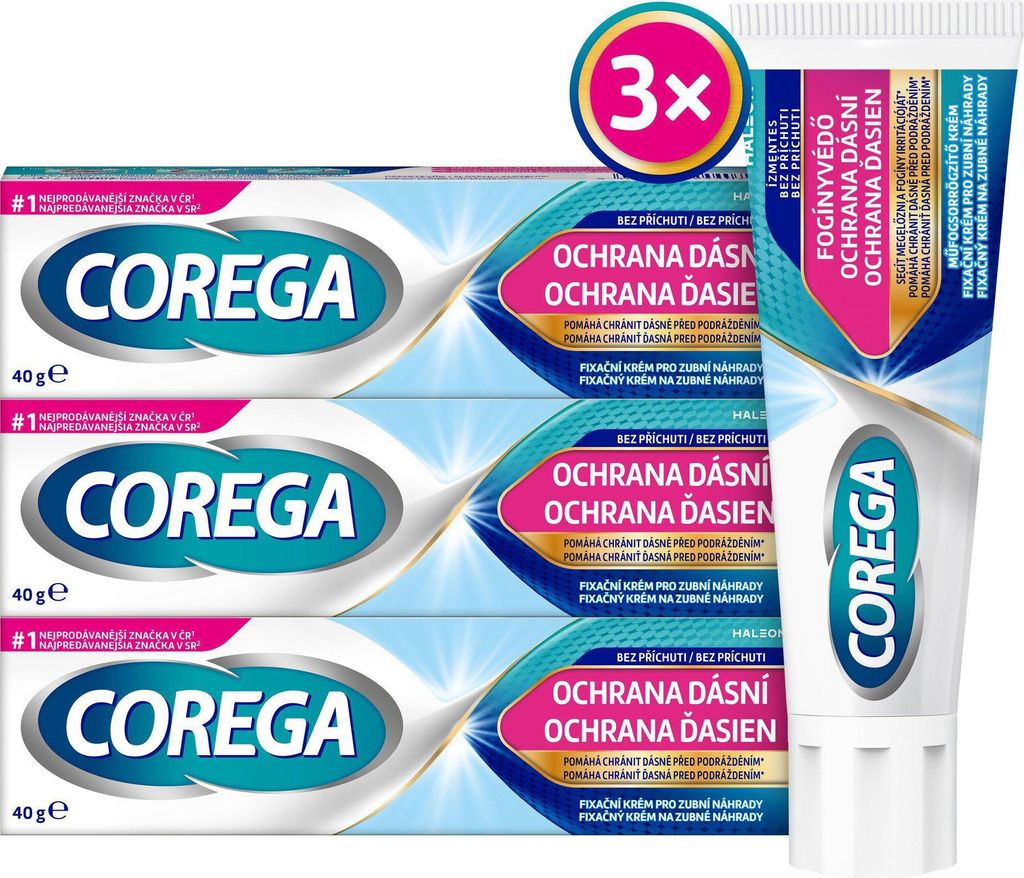 COREGA OM Für Zahnersatz Zahnfleischschutz 3×40 g
