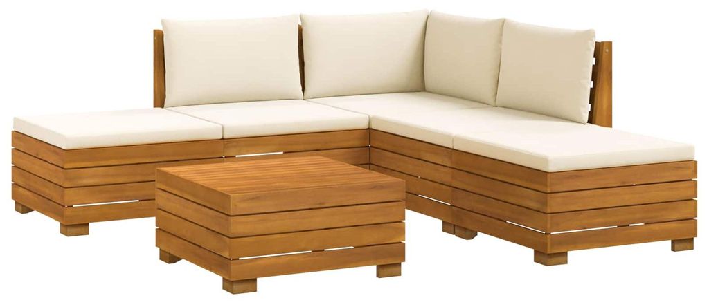 vidaXL Outdoor-Sofagarnitur mit Kissen 6 Stück Braun Massivholz Akazie