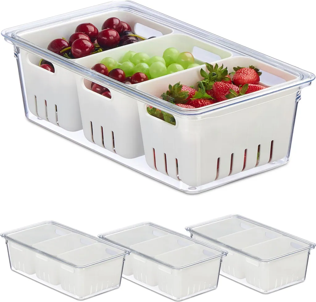 Organizer Frigorifero Relaxdays: Conservazione Ottimale Alimenti Set 4