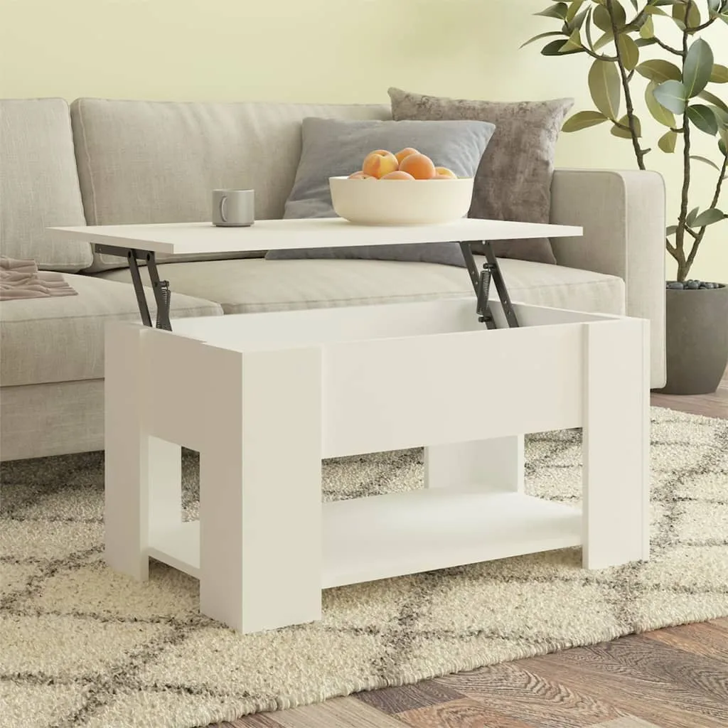 Table basse de salon rectangulaire blanche 79 cm en bois composite chic - 2