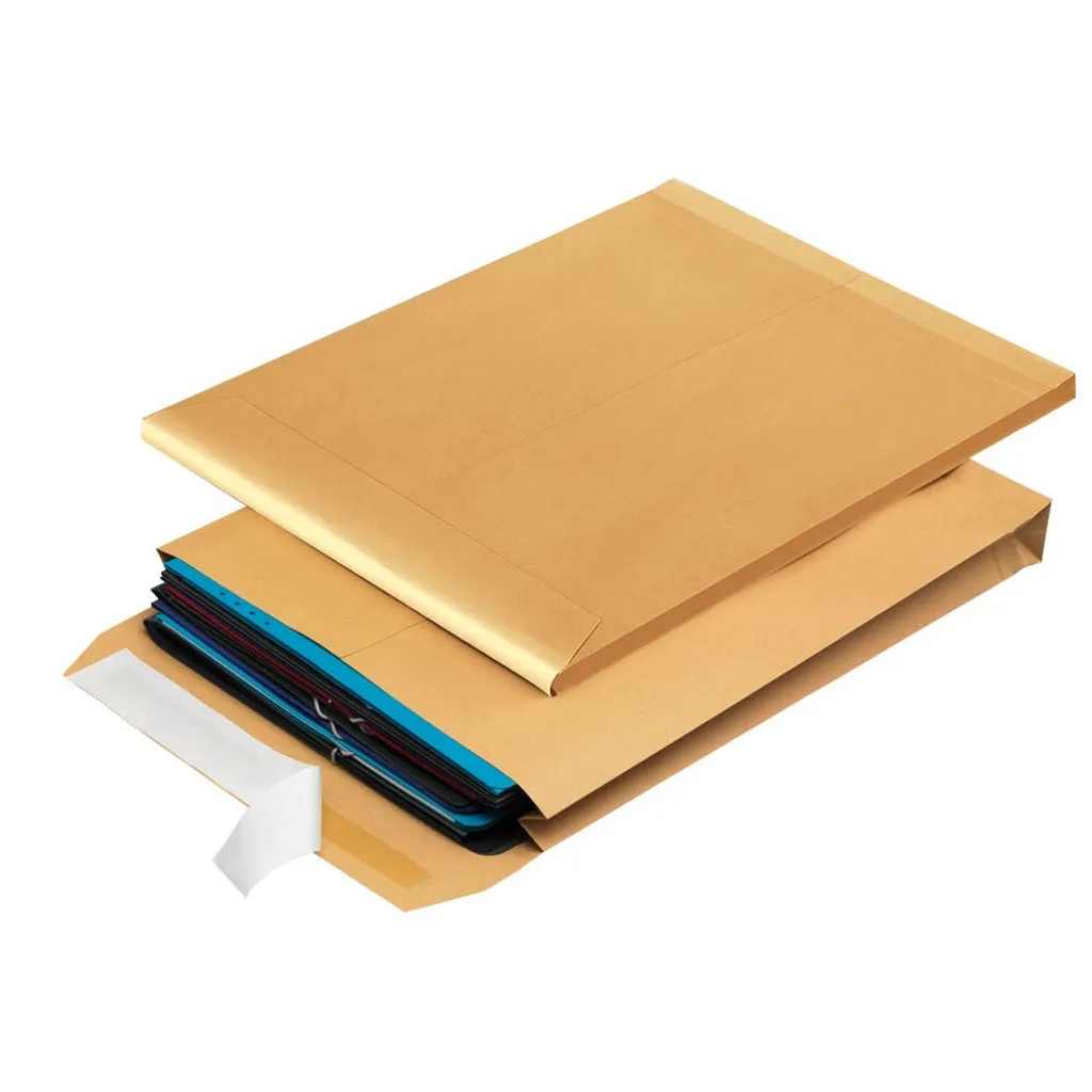Enveloppes MAILmedia DIN E4 à soufflet de 4 cm en kraft brun lot de 100