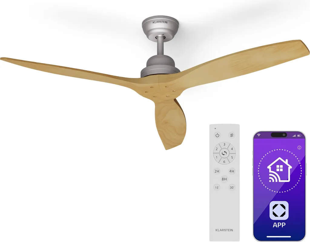 Ventilateur de Plafond Silencieux contre la Chaleur 132 cm Bois Érable