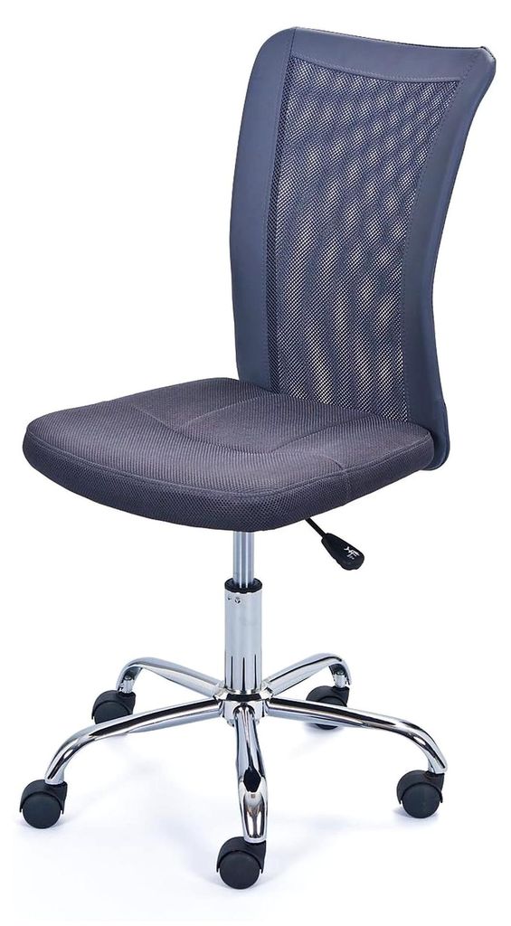 Kinderdrehstuhl - Ergonomischer Schreibtischstuhl - Höhenverstellbar - Verchromter Metallfuß - Atmungsaktiver Mesh-Bezug - 360° drehbar - Grau -...
