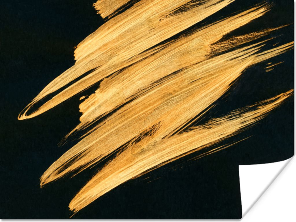 MuchoWow Poster Gold - Farbe - Streifen - Luxus - Abstrakt 40x30 cm - Plakate für die Wände - Poster Wohnzimmer
