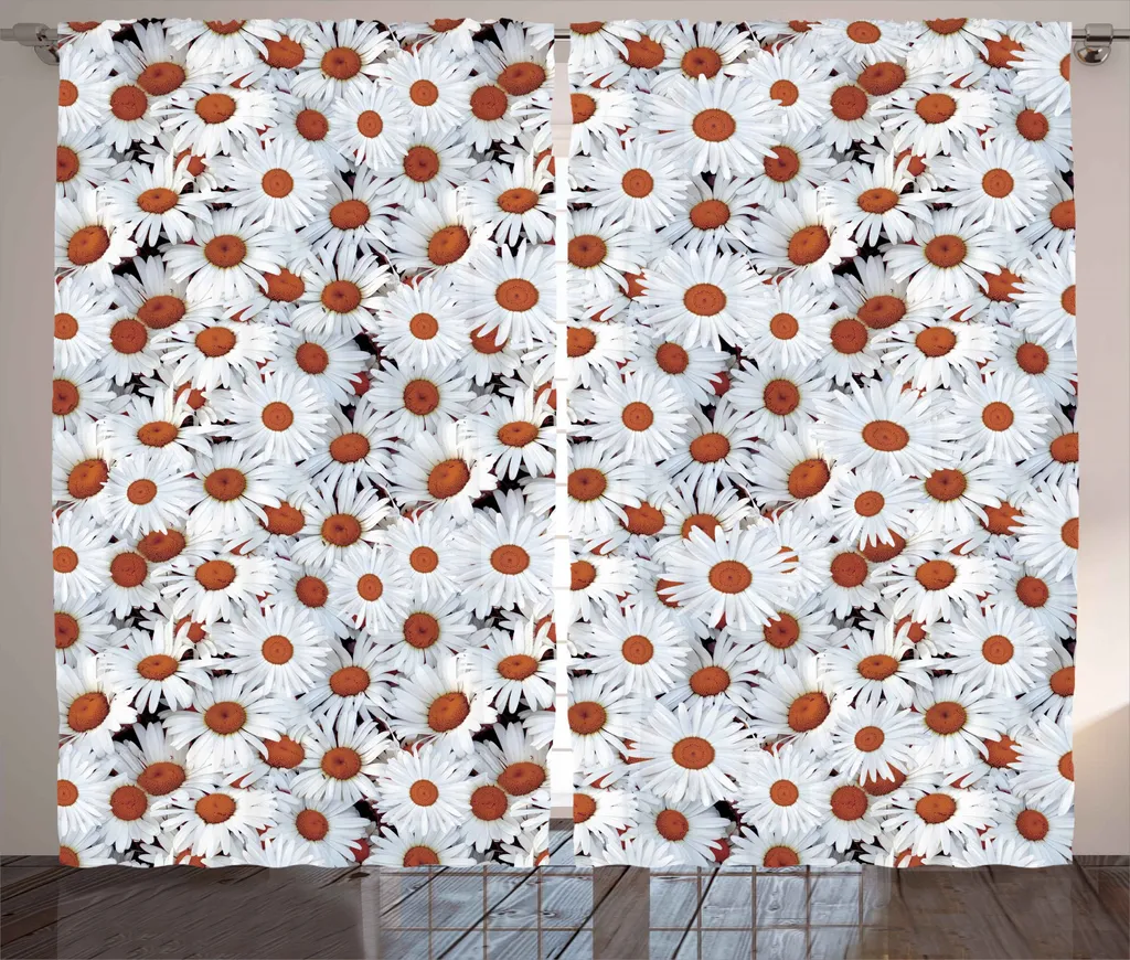 Rideaux Décoratifs pour Salon Motif Printanier 280x225 cm Ginger Blanc