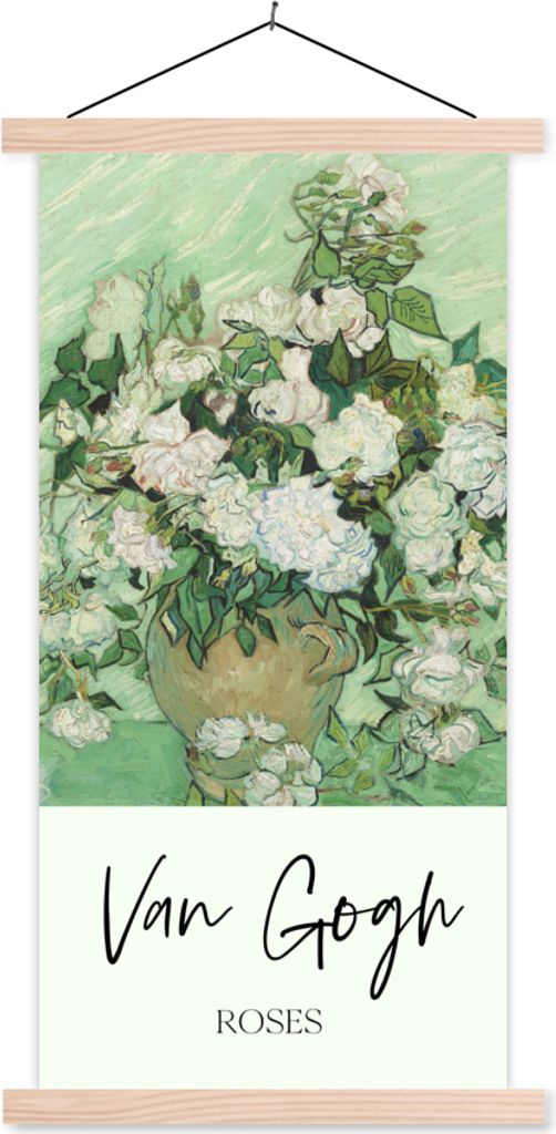 MuchoWow Textilposter Malerei - Blumen - Van Gogh 60x120 cm mit holzfarbenen Rahmen - Holz