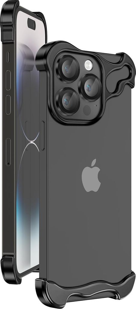 Avizar, Design Schutz für iPhone 14 Pro Max Metall Bumper Verstärkt, Schwarz