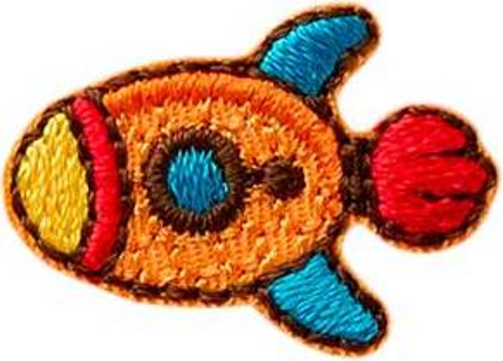 Mono Quick 02615 Rakete klein, Bügelbild, Patch, ca. 2,5 x 1,8 cm Weltraum Spielzeug