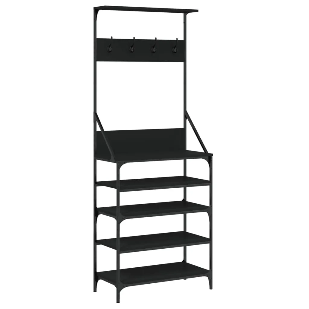 vidaXL Appendiabiti con scarpiera nero 70x34x184 cm
