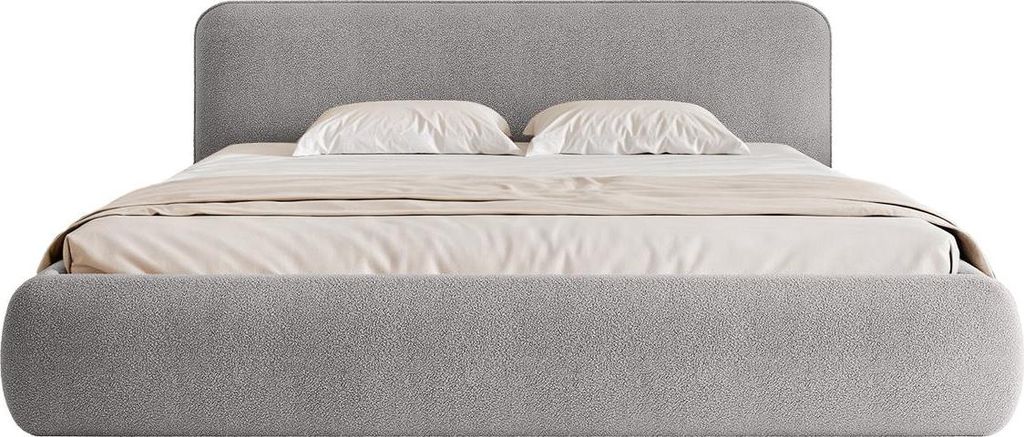 FEDVE Polsterbett Herat aus Bouclé-Stoff 120x200 cm, Silber