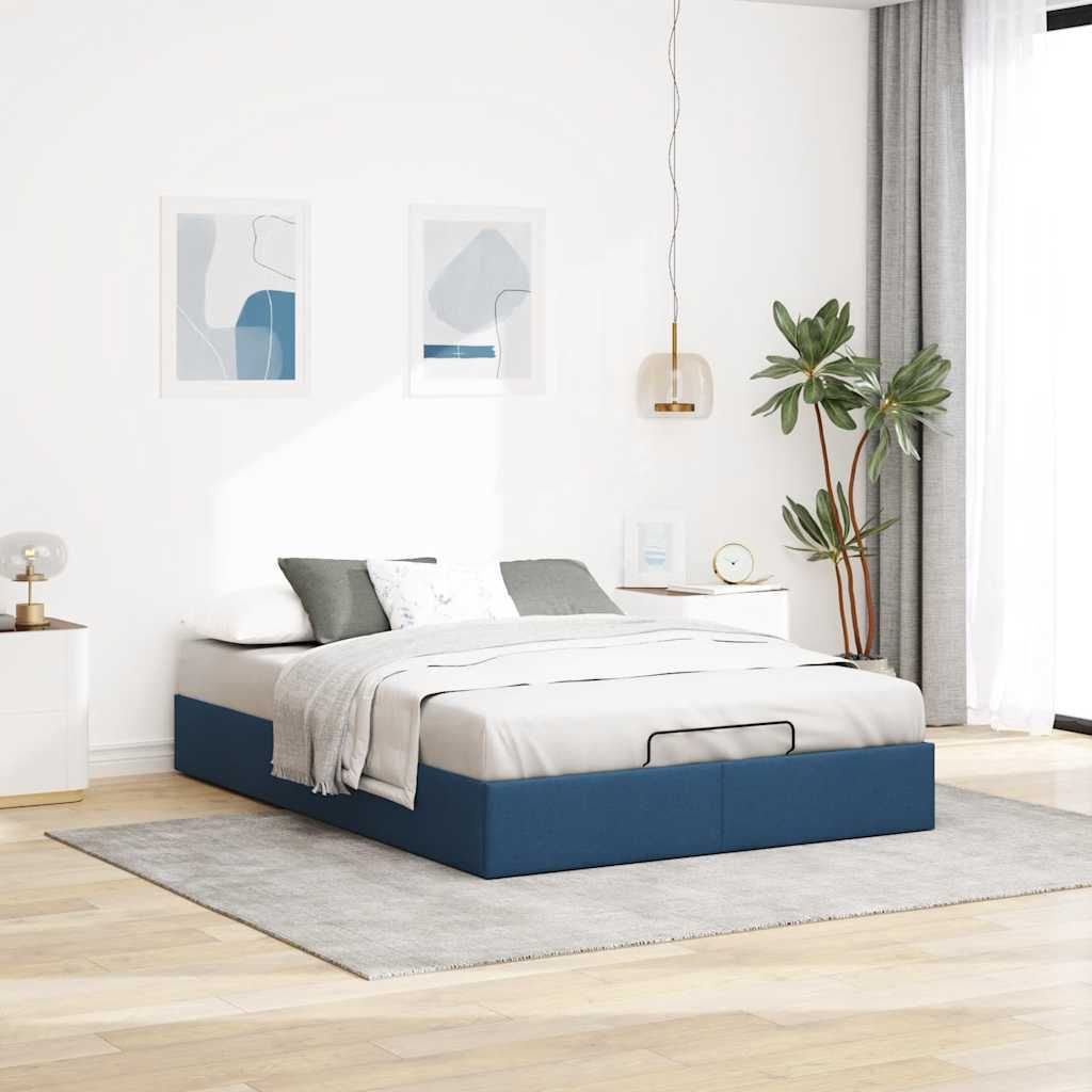 "Rabatt" Ottoman-Bett mit Großer Stauraum, ohne Matratze - Blau 140x200 cm Stoff - Klassische Betten CC11210