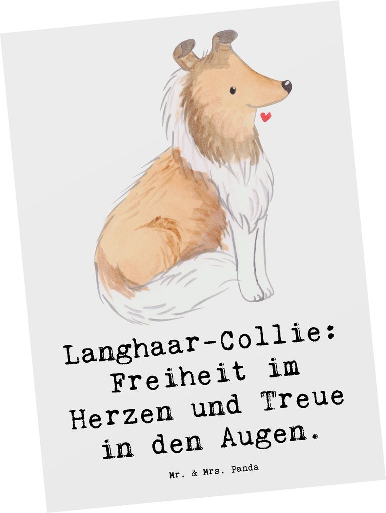 Mr. & Mrs. Panda Ansichtskarte Langhaar Collie Treue - Weiß - Geschenk, Collie-Liebhaber, Postkarten, Ansichtskarten, Langhaar-Collie, Hunderassen...