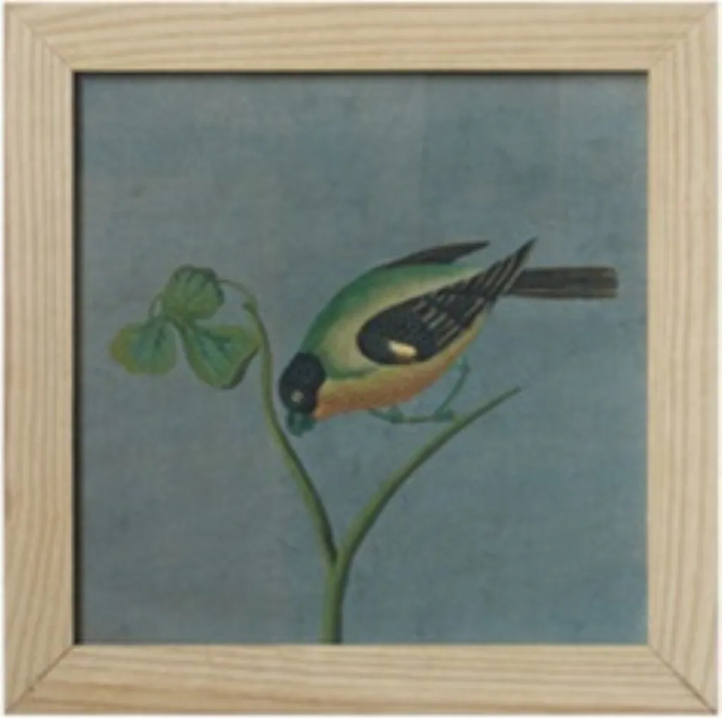 Déco murale zen peinture chinoise oiseau pour salon et chambre 42x35