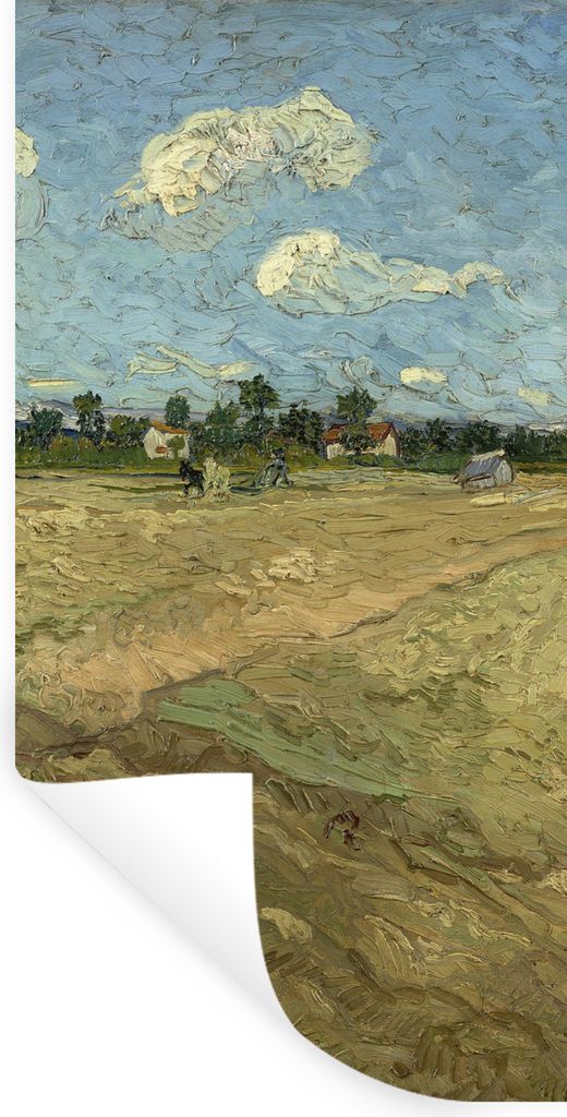 MuchoWow Wandtattoo Wandsticker Wandaufkleber Gepflügte Felder - Vincent van Gogh 80x160 cm Selbstklebend und Repositionierbar - Sticker - Dekor...