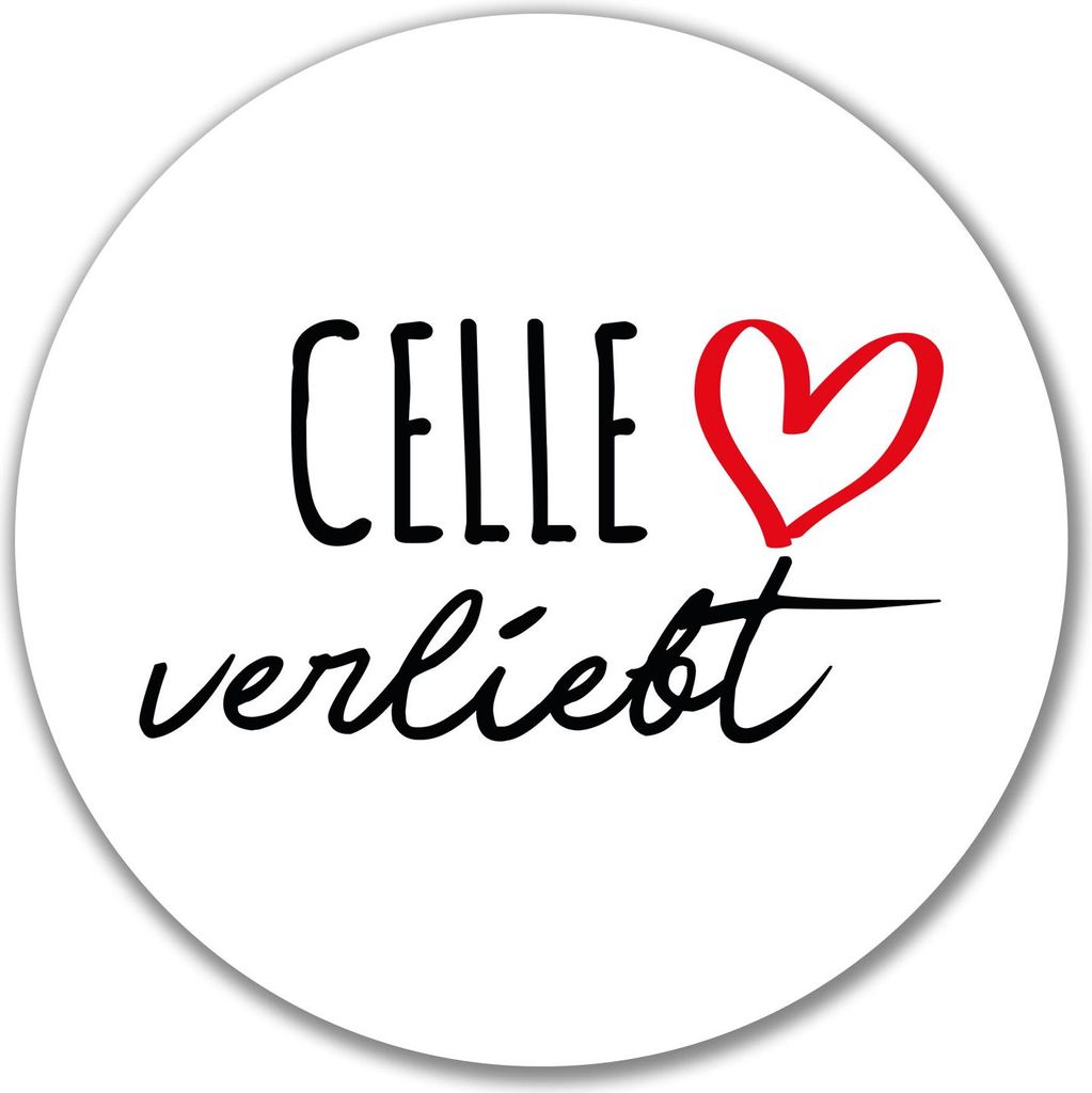 Huuraa Aufkleber Celle verliebt 10cm rund Sticker Geschenkidee