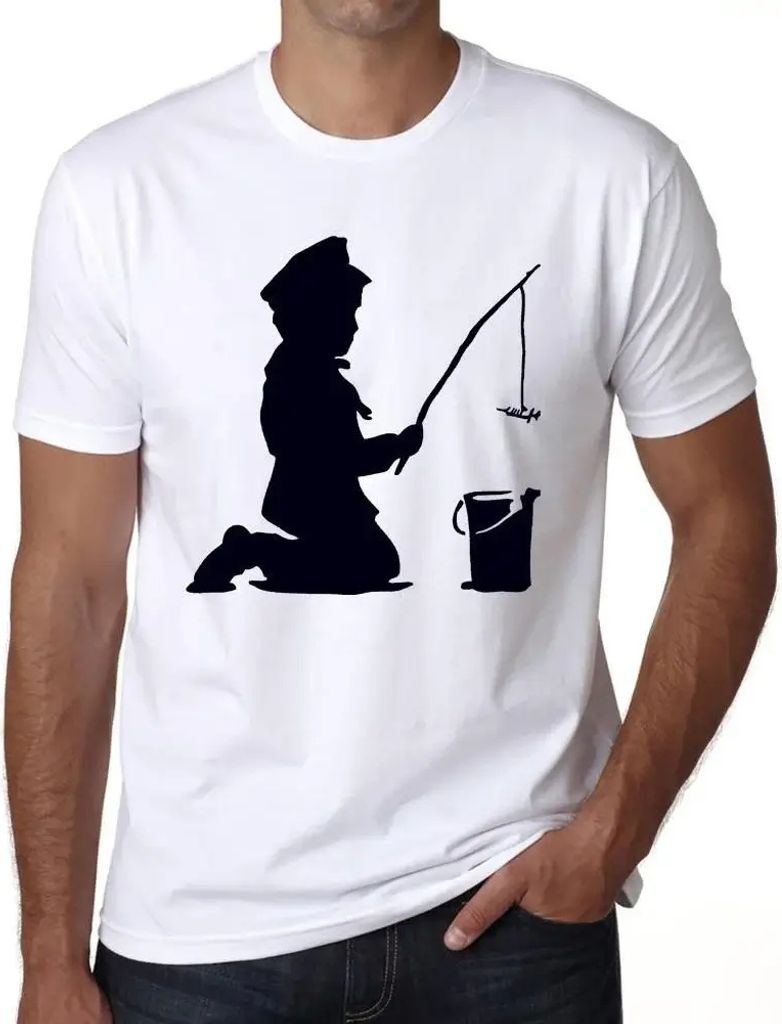 Herren Grafik T-Shirt Angeln für Kinder – Kid Fishing – Öko-Verantwortlich Vintage Jahrgang Kurzarm Lustige Druck Geburtstag Geschenk Mann