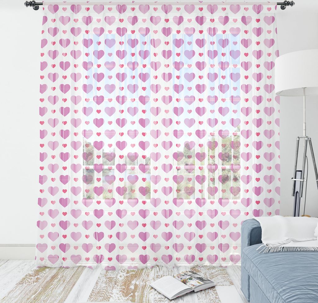 ABAKUHAUS Valentinstag Wandteppich, Simple Love Themed Muster mit recht großen und kleinen Herzen, Wohnzimmer Schlafzimmer seidiges Satin Wandtuc...