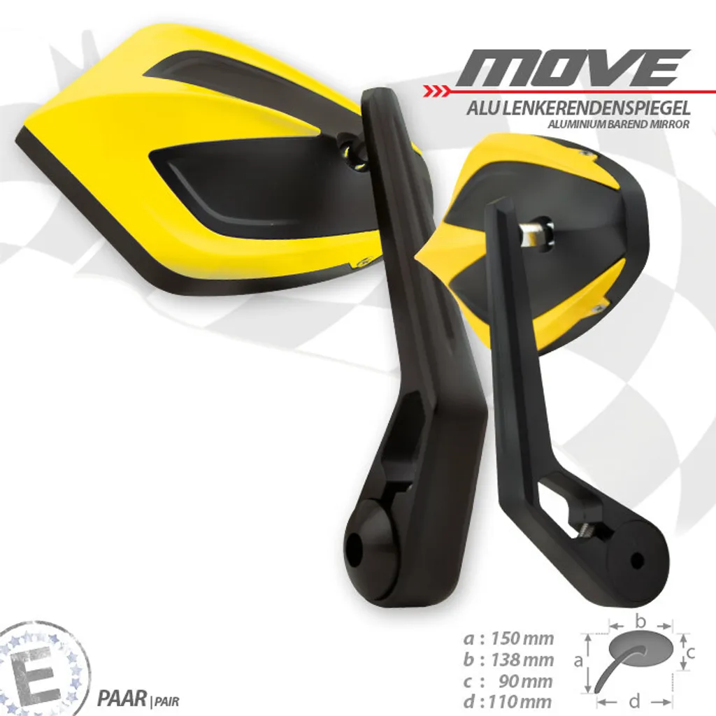 Rétroviseur Embout de Guidon MOVE M6 Universel Jaune pour Moto et Scooter