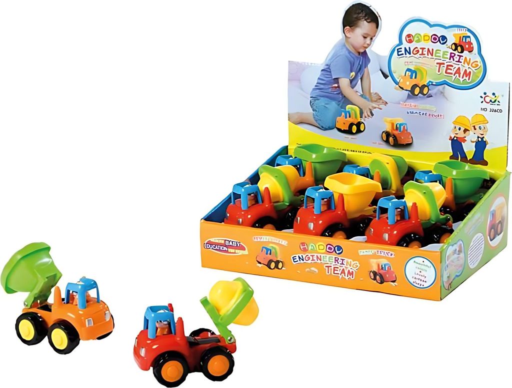 Friktionsfahrzeuge Baby Kipper, Mischer Sort.