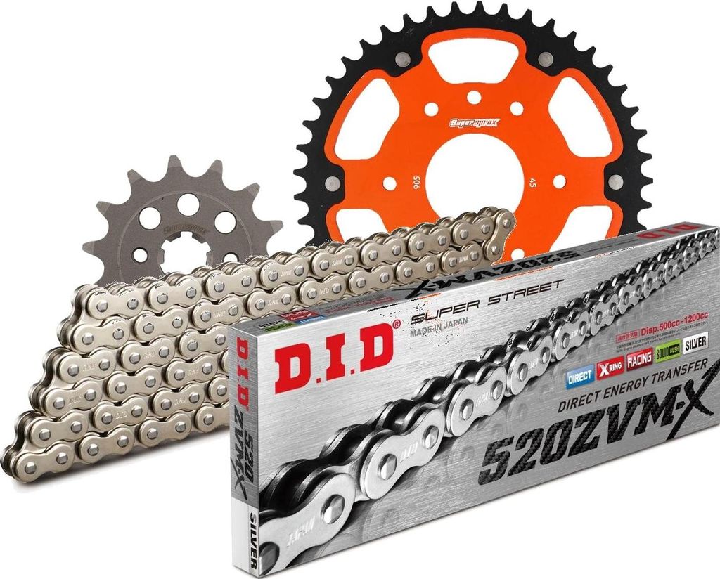 DID Kit Stealth (orange) Kompatibel mit KTM 125 Duke (6-Loch) 11-1... 14-45-112 DID520ZVM-X(S&S) Niet