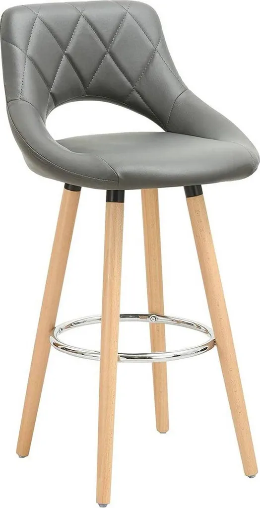 Tabouret de Bar Stable et Confortable Bolt Edge Gris avec Dossier Haut