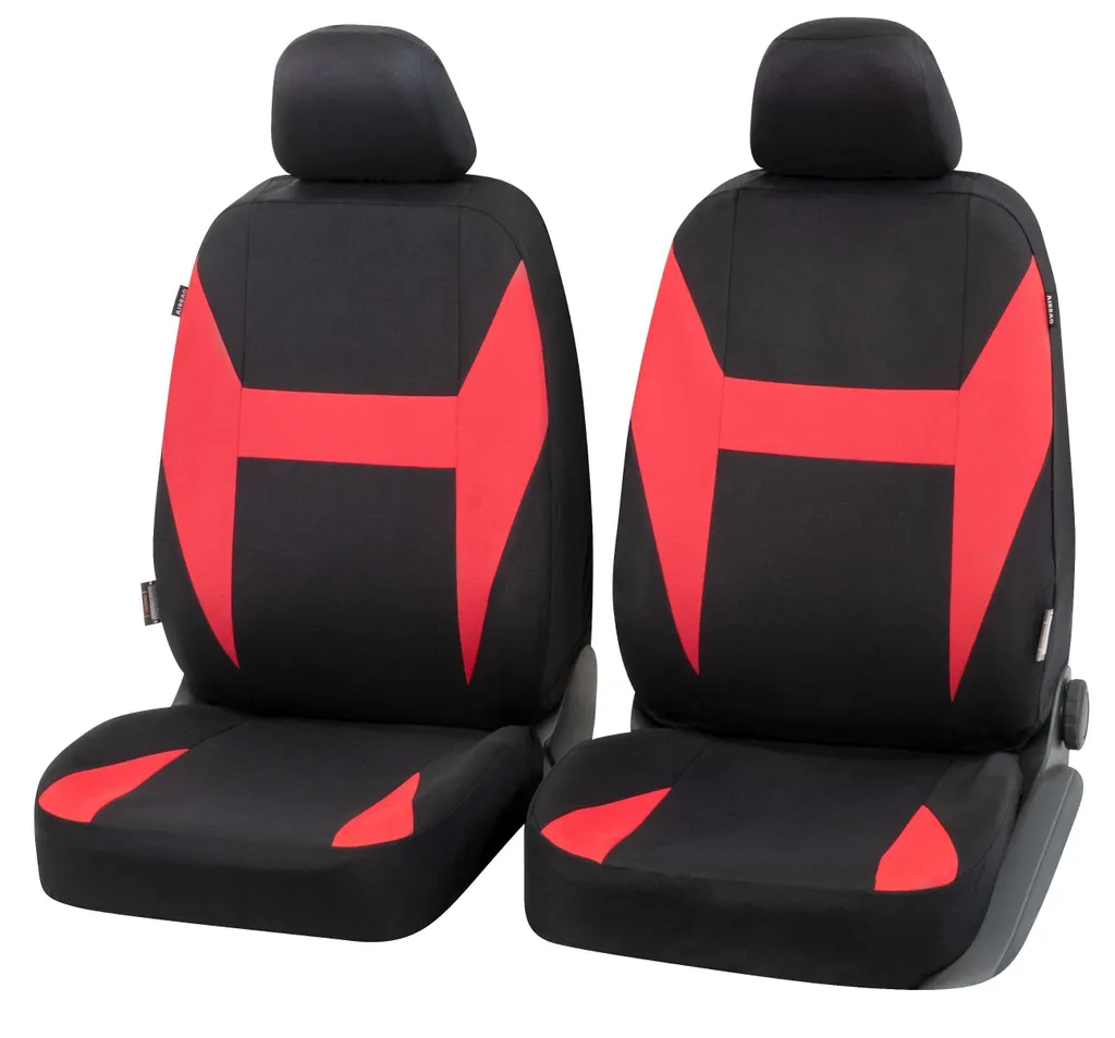 WALSER coprisedili auto Caledon 2 coprisedili anteriori, coprisedili auto universali in poliestere, coprisedili auto per sedili normali, protezioni per sedili auto nero-rosso