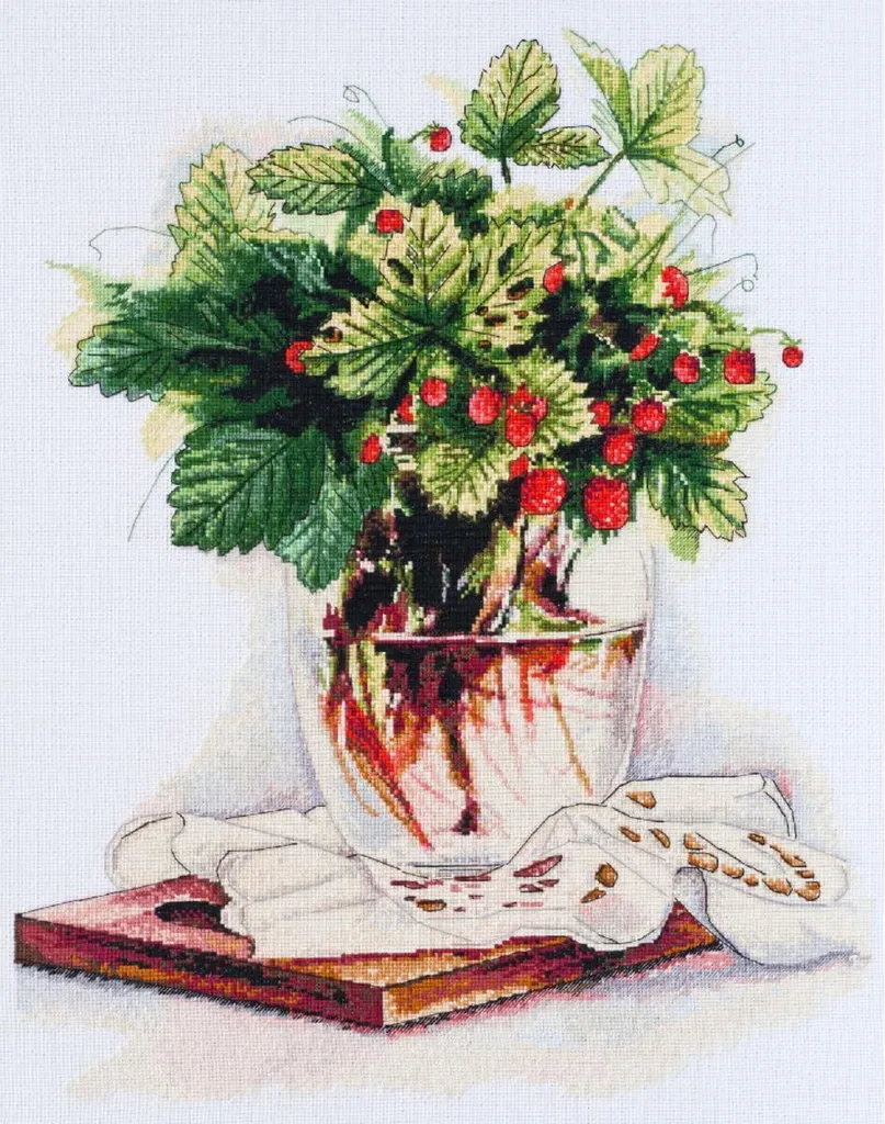 Kit broderie point de croix aux couleurs vives et fils premium