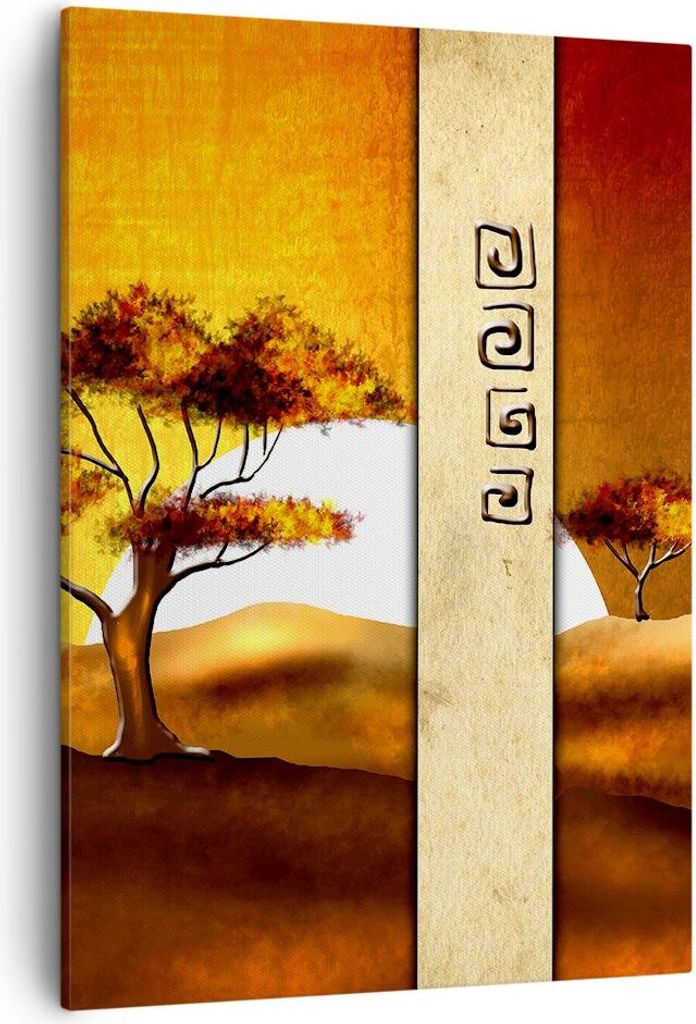Bild auf Leinwand - Leinwandbild - Einteilig - Modern baum savanne wüste - 50x70cm - Wand Bild - Wanddeko - Wandbilder - Leinwanddruck - Wanddekor...