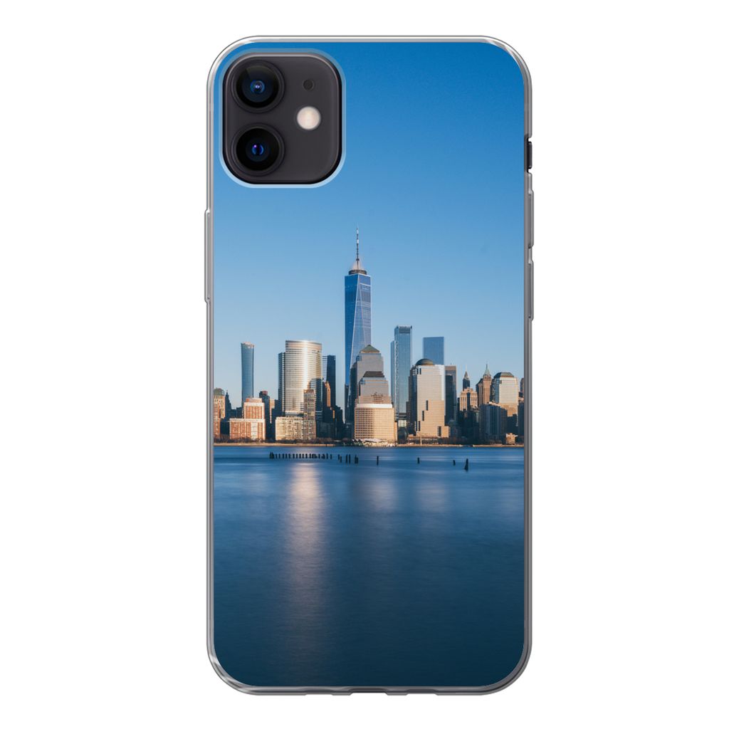 MuchoWow Handyhülle Schutzhülle Hülle für iPhone 12 mini New York - Skyline - Blau Silikon Softcase Handy Hülle - Bild