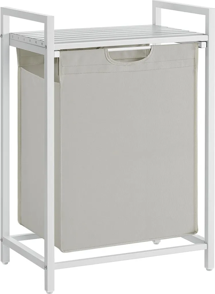 Coffre à linge design en métal blanc avec fond amovible ultra pratique
