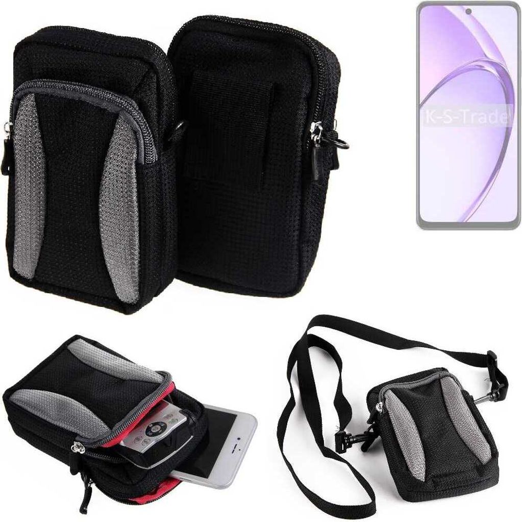 K-S-Trade Holster Schutz Hülle kompatibel mit Oppo A3x PKD130 Handy Hülle Gürteltasche Umhängetasche mit Zusatzfach schwarz