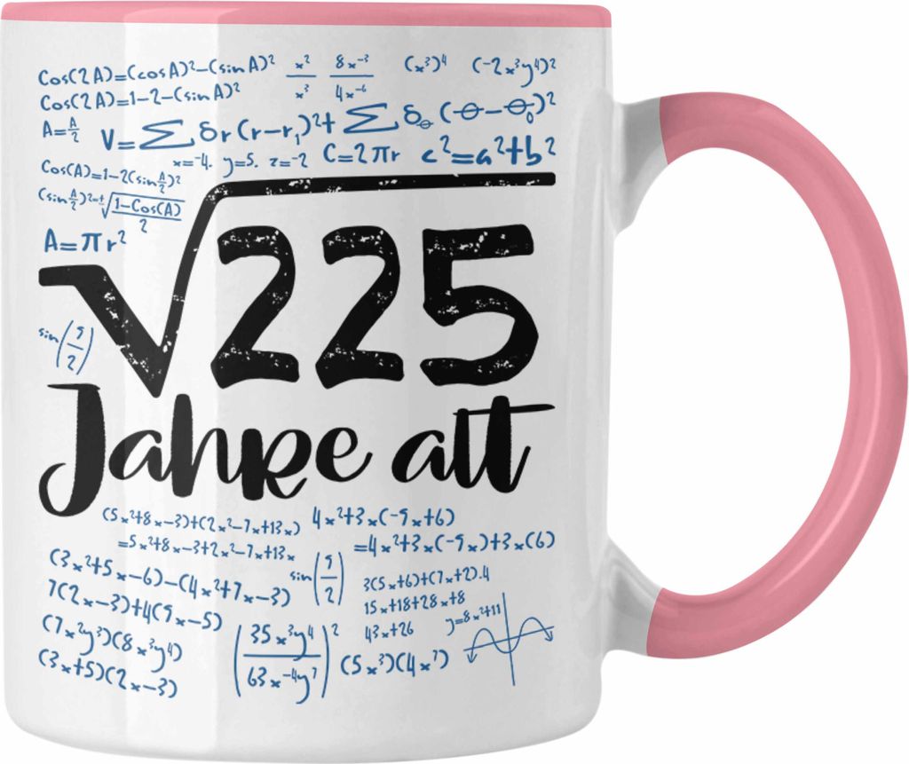 Trendation - 15. Geburtstag Geschenk Tasse Quadratwurzel 225 15er Lustige Idee Mathematiker (Rosa)