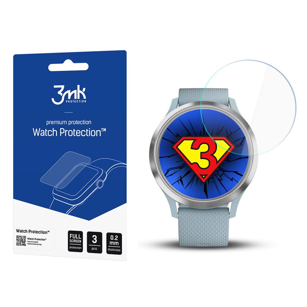 3mk Display Hybridglas Watch Protection für Garmin Vivomove HR 0,2mm (3 Stück)