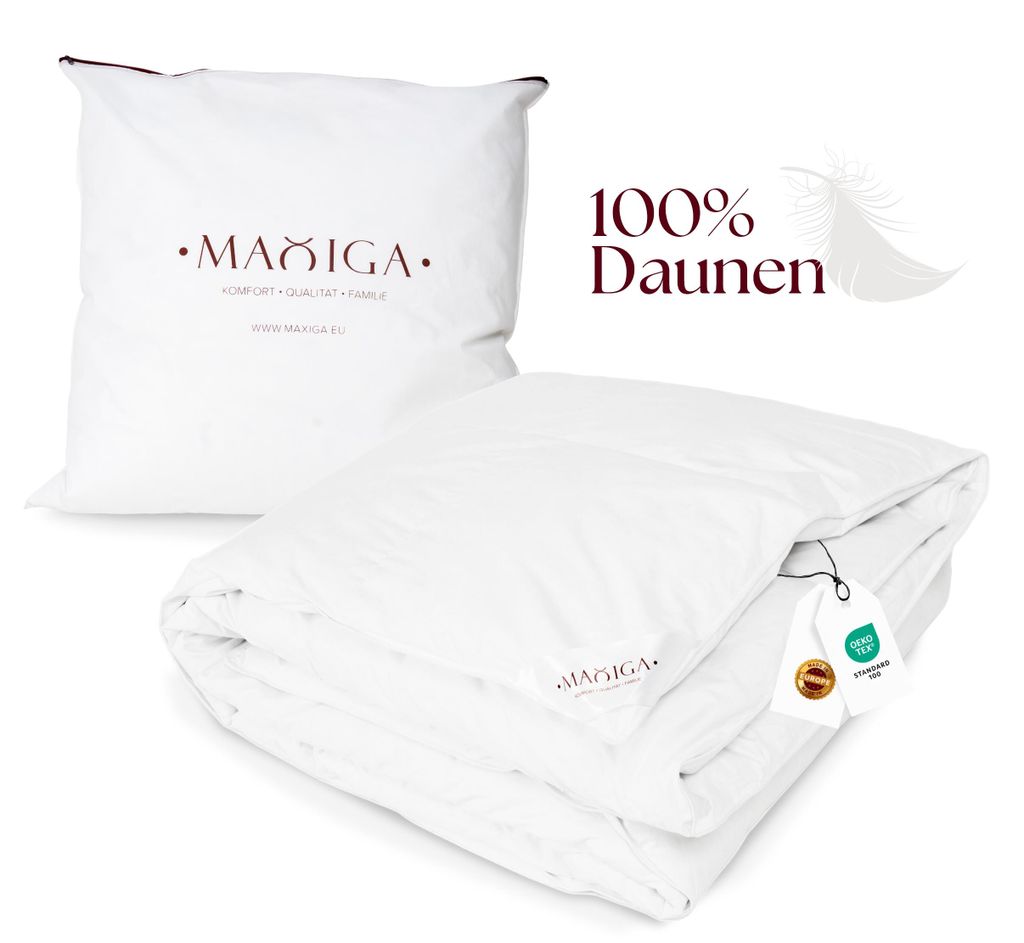MAXIGA Ganzjahres Daunendecke 200x200 – 100% Gänsedaunen, Produktbild 