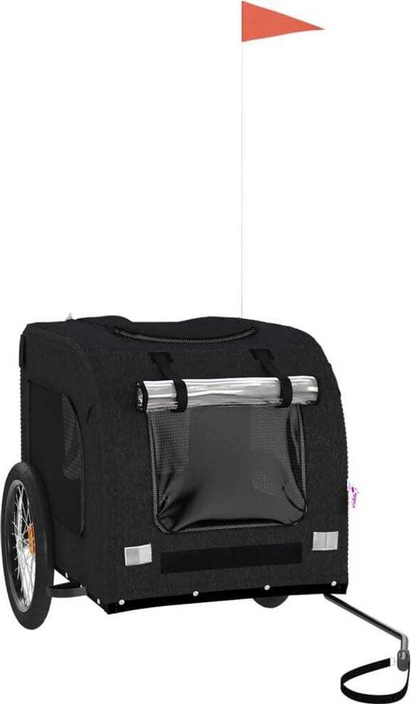 "Winteraktion" Fahrradanhänger Hunde Schwarz Oxford-Gewebe und Eisen - Hundebetten CC22848