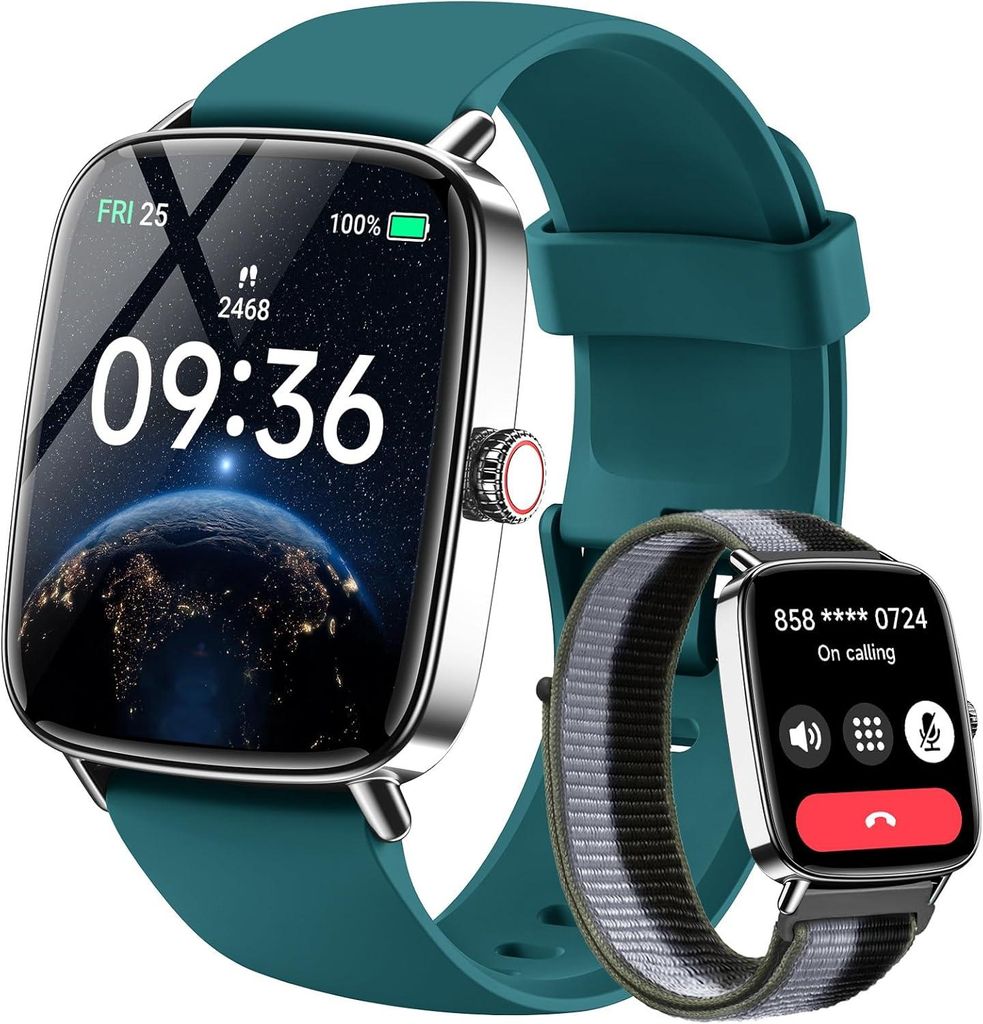 Gydom Smartwatch Herren mit Telefonfunktion 1.85" 2 Armbänder Fitnessuhr Fitness Tracker Herzfrequenz/SpO2/Schlafmonitor/IP68 Wasserdicht Sportuhr...