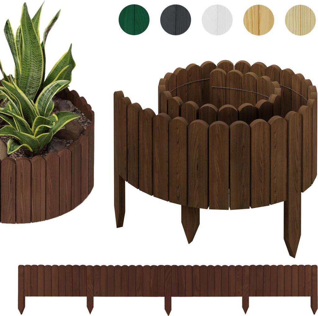 be4nature Flexible Rollborder aus Holz 200 x 30 cm Dunkelbraun Imprägnierte Beeteinfassung aus Kiefernholz Beetumrandung Gartenzaun Palisade Rollzaun