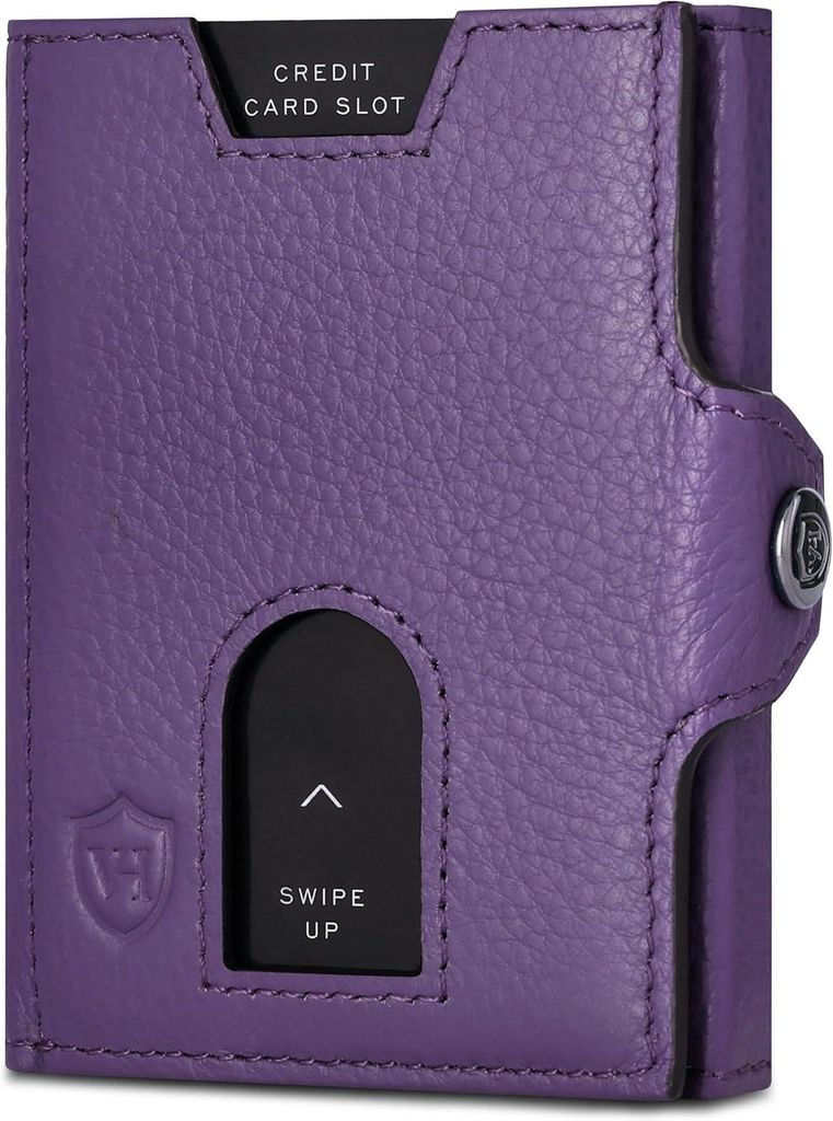 Slim Wallet mit XL Münzfach & RFID-Schutz, Leder Geldbörse klein, 5–10 Karten, Scheinfach, Mini Portemonnaie für Damen & Herren, kompakt