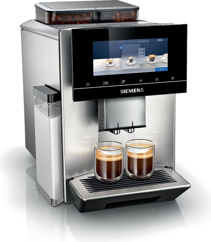 Siemens EQ900 Kaffeevollautomat, dualBean System, BaristaMode, eGrinder, beanIdent System, 6,8 iSelect Display, Home Connect App, Edelstahl, TQ907R03