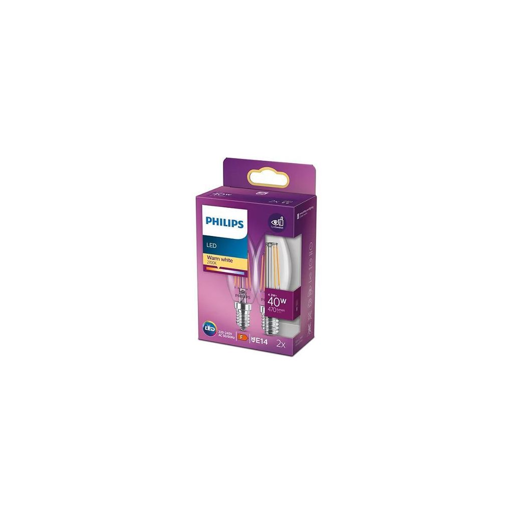 A product package for Philips LED bulbs.