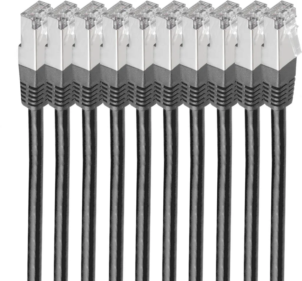 Câble réseau RJ45 1m noir Cat6 S/FTP pour bureau et gaming haut débit