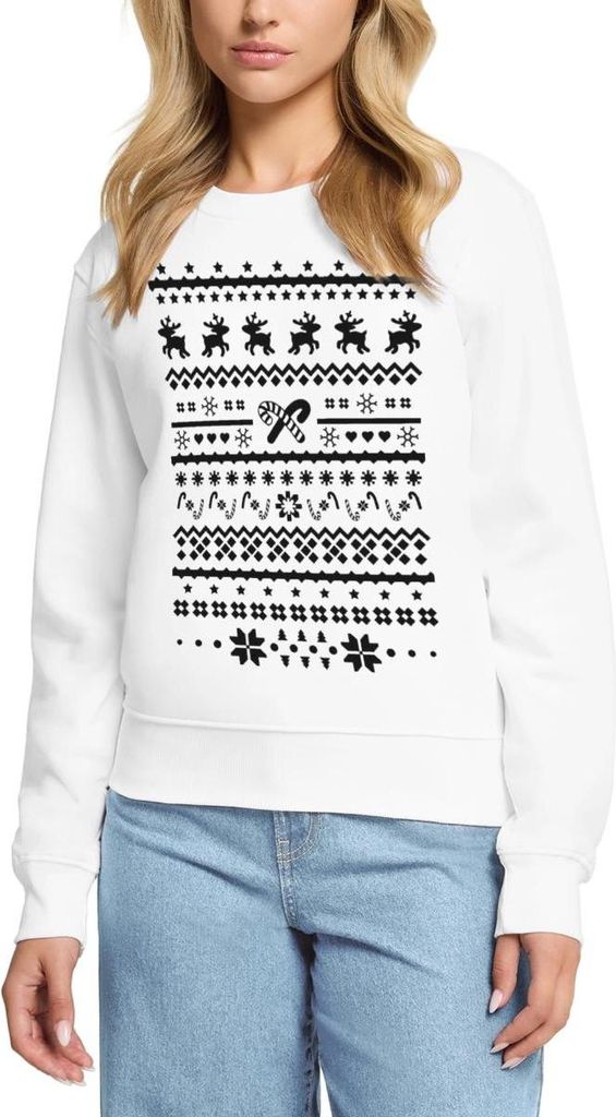 Spreadshirt Ugly Christmas Sweater Retro Lustig Weihnachten Damen Premium Pullover, XXL, Weiß
